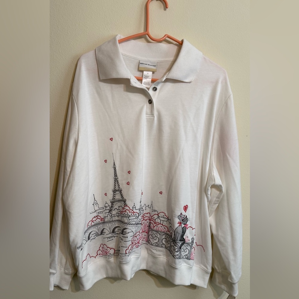 Alfred Dunner Women’s Classic Ivory sweatshirt with Italy Scene 3x NWTS